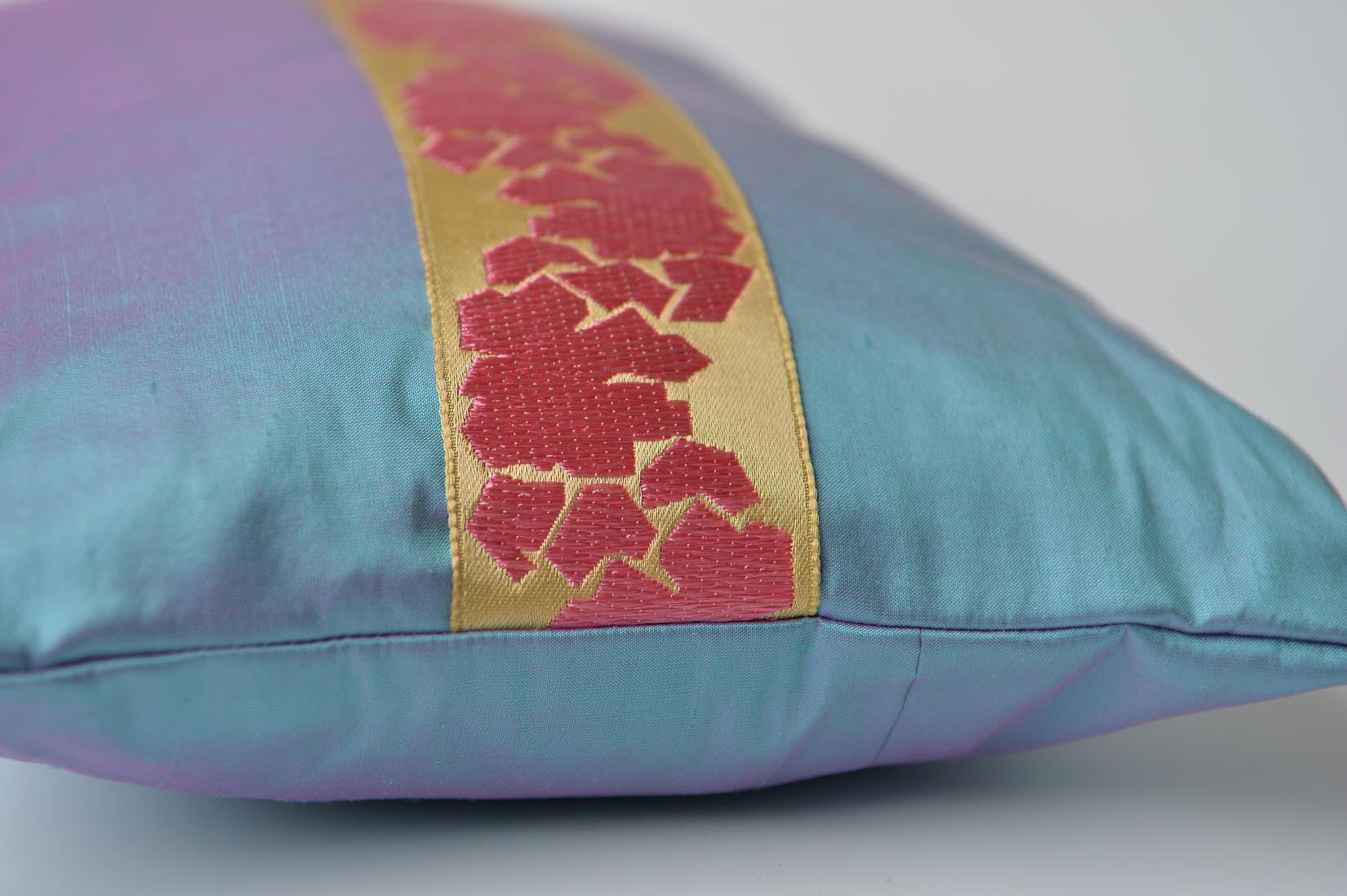 "Fragment" Oasis blue silk cushion - MyBilletDoux.com