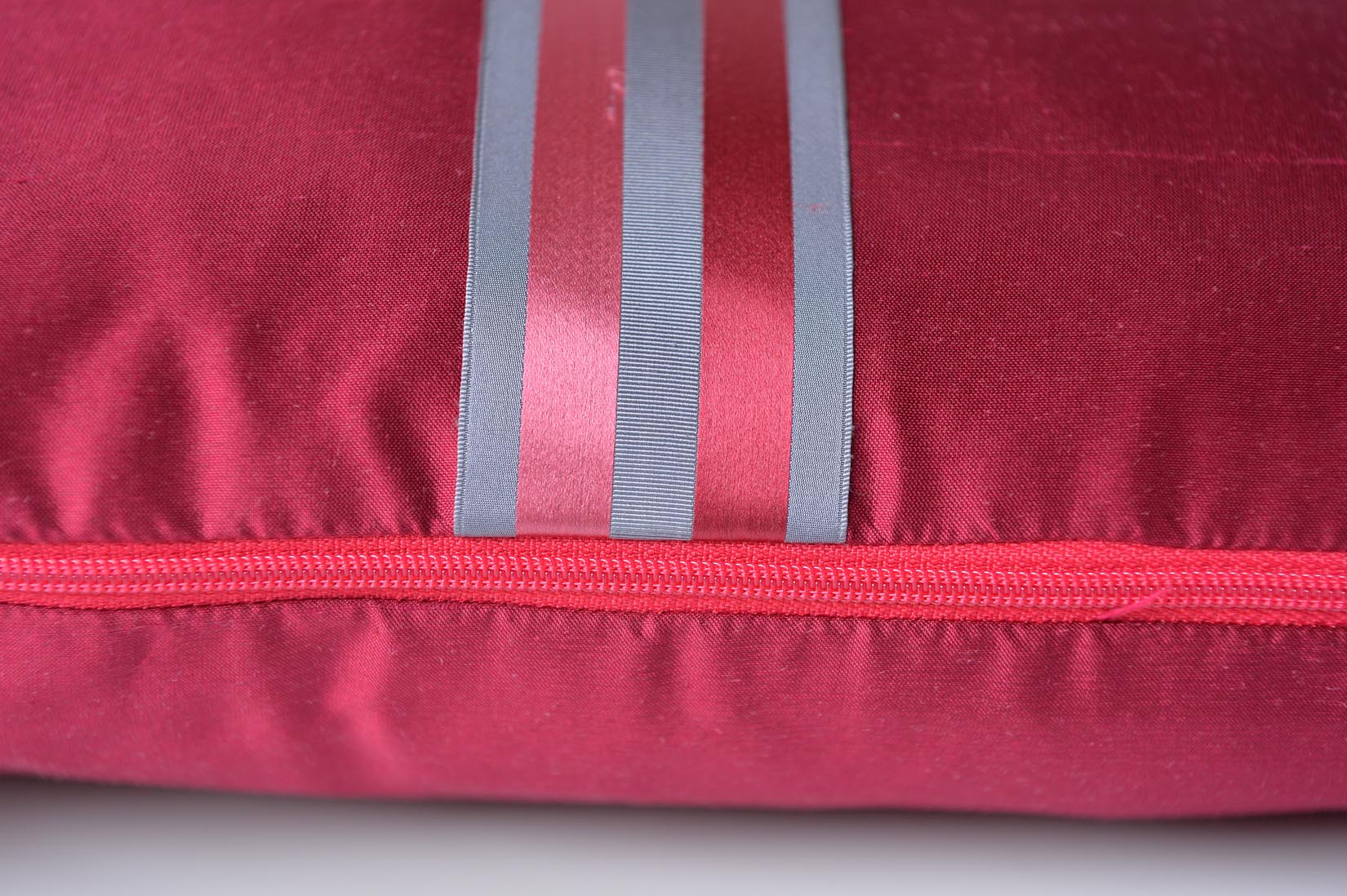 "Deux Rayures" Fuschia pink silk cushion - MyBilletDoux.com