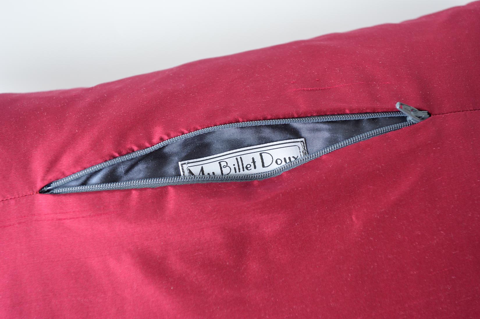 "Deux Rayures" Fuschia pink silk cushion - MyBilletDoux.com