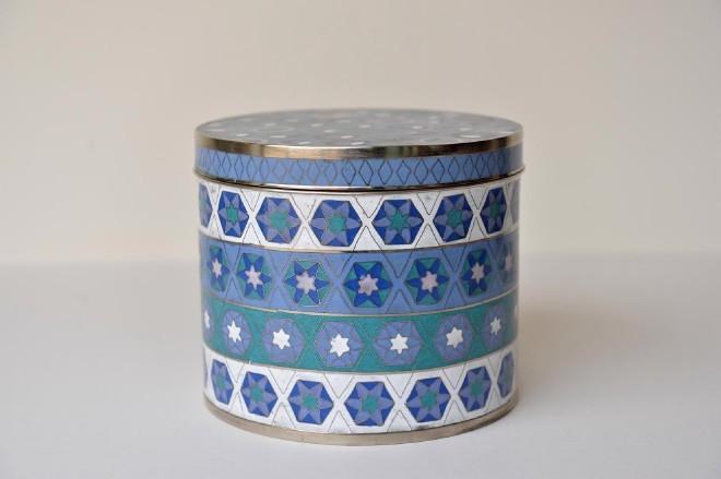BLUE GEOMETRIC CLOISONNÉ BOX - MyBilletDoux.com