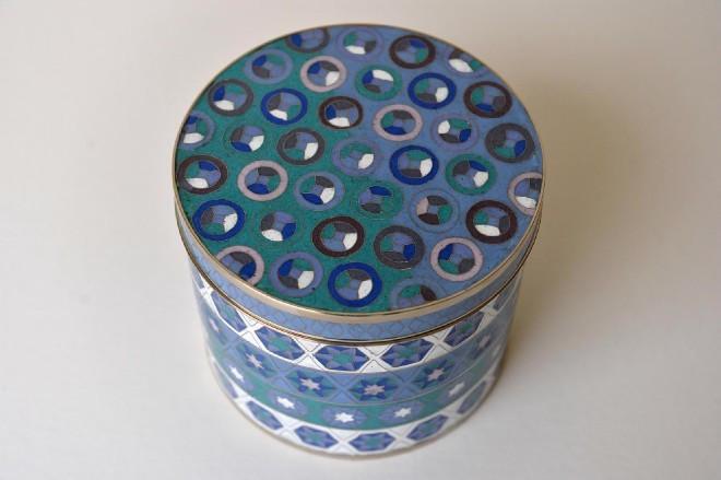BLUE GEOMETRIC CLOISONNÉ BOX - MyBilletDoux.com