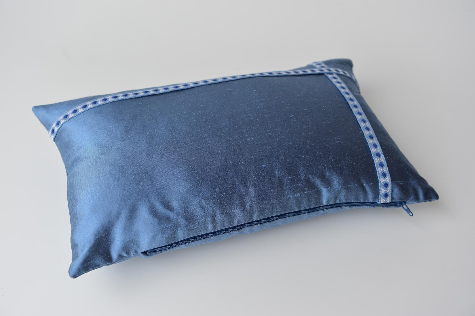"Carreau" Rivera blue silk cushion - MyBilletDoux.com