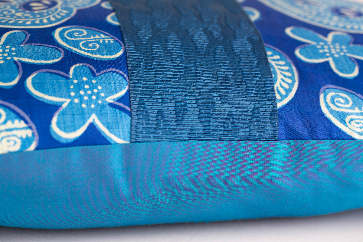 "Boteh" blue silk cushion