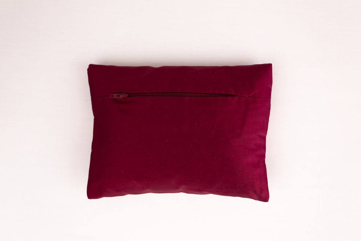 "Roses anciennes" wine red silk envelope cushion