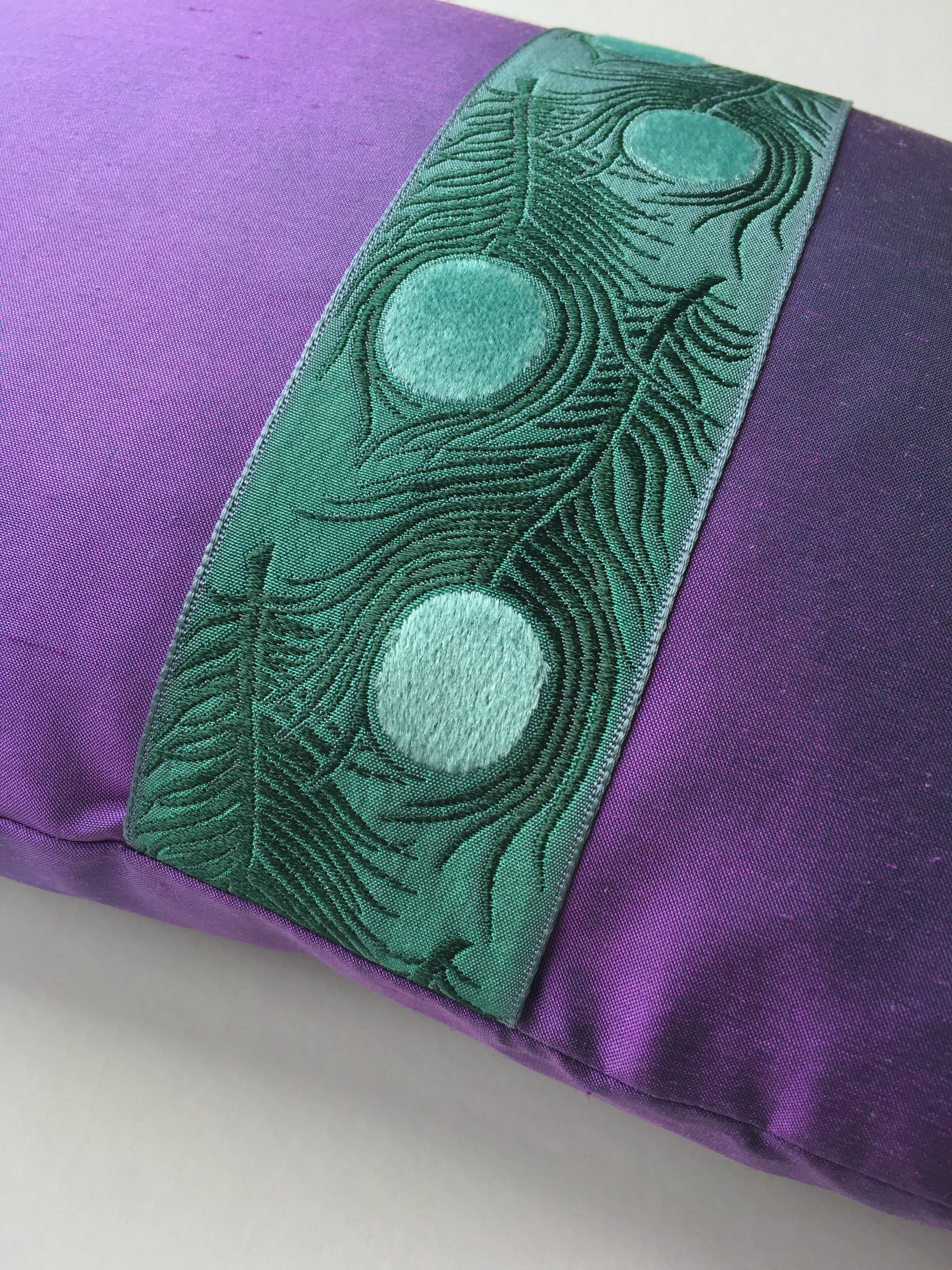 "Paon" Empress purple silk cushion - MyBilletDoux.com
