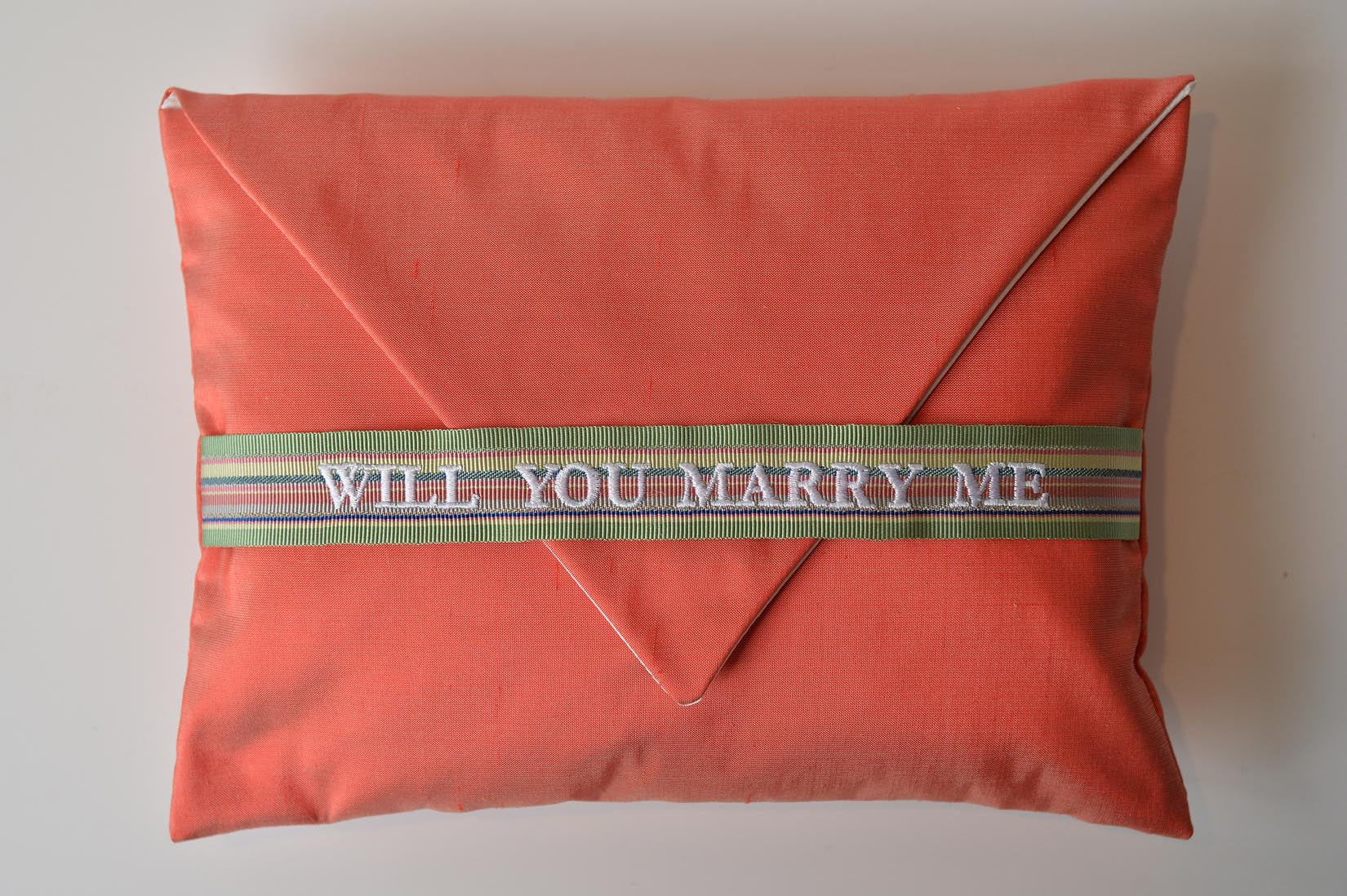 Will you marry me Rouge silk envelope cushion - MyBilletDoux.com