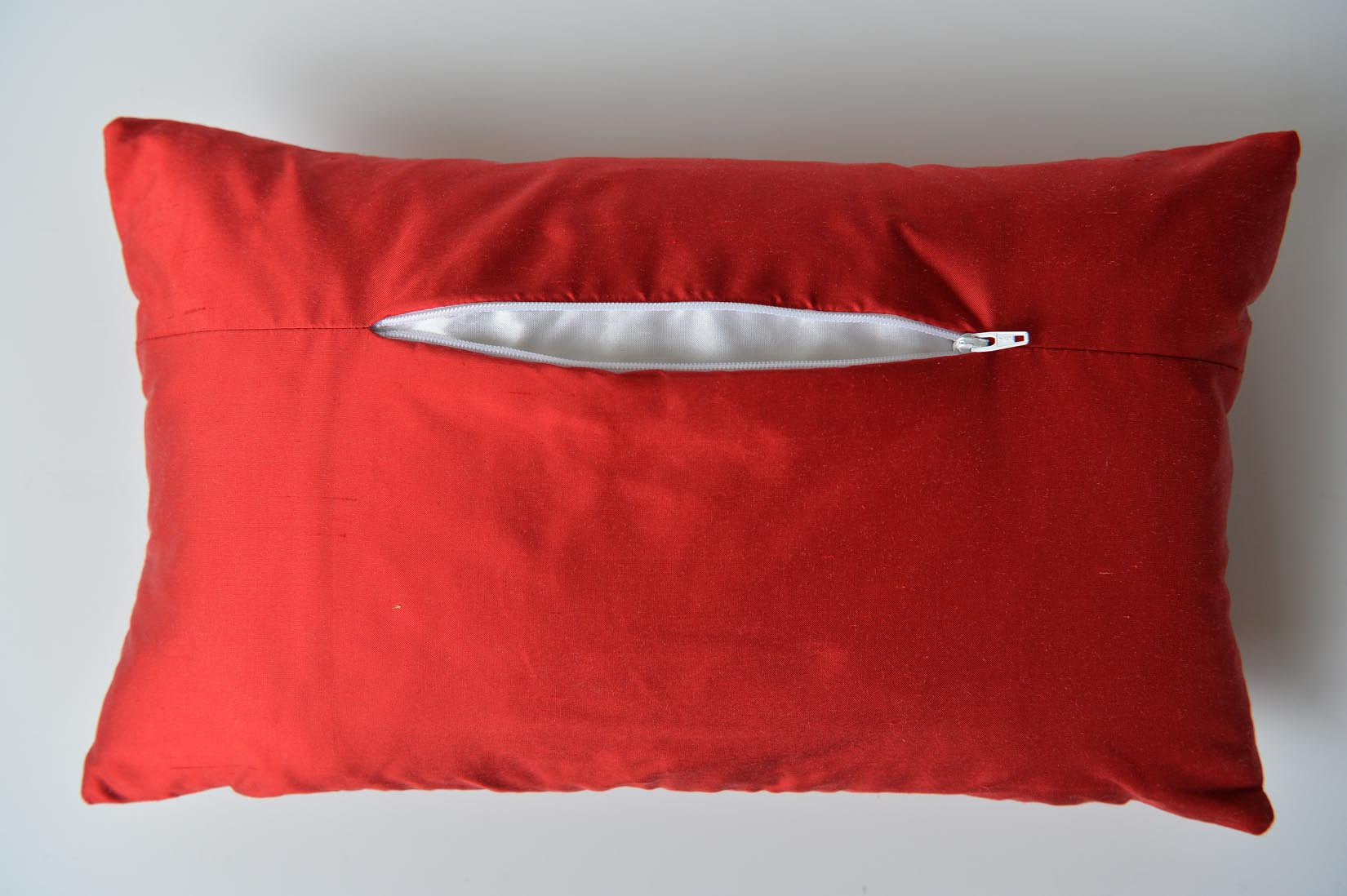 "Tennis" Ruby red silk cushion - MyBilletDoux.com