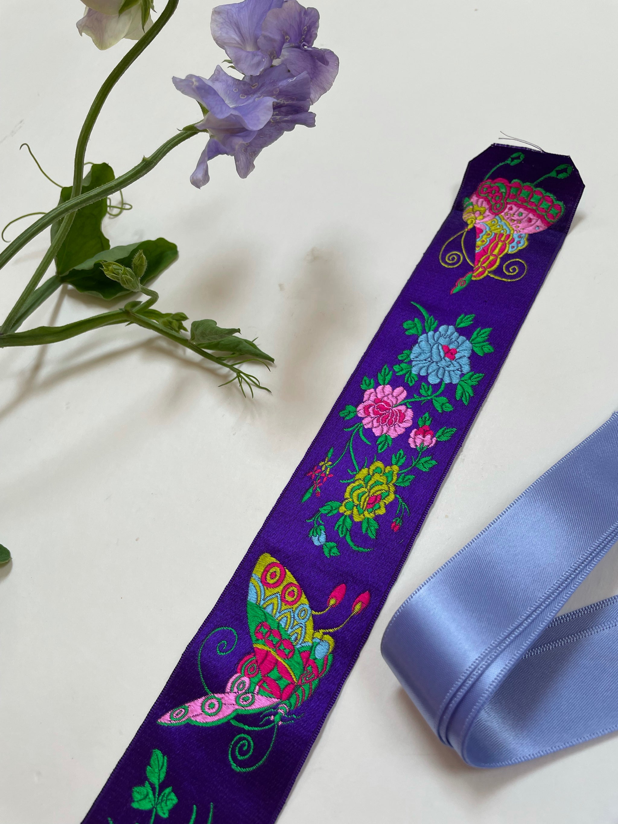 Silk ribbon duo purple