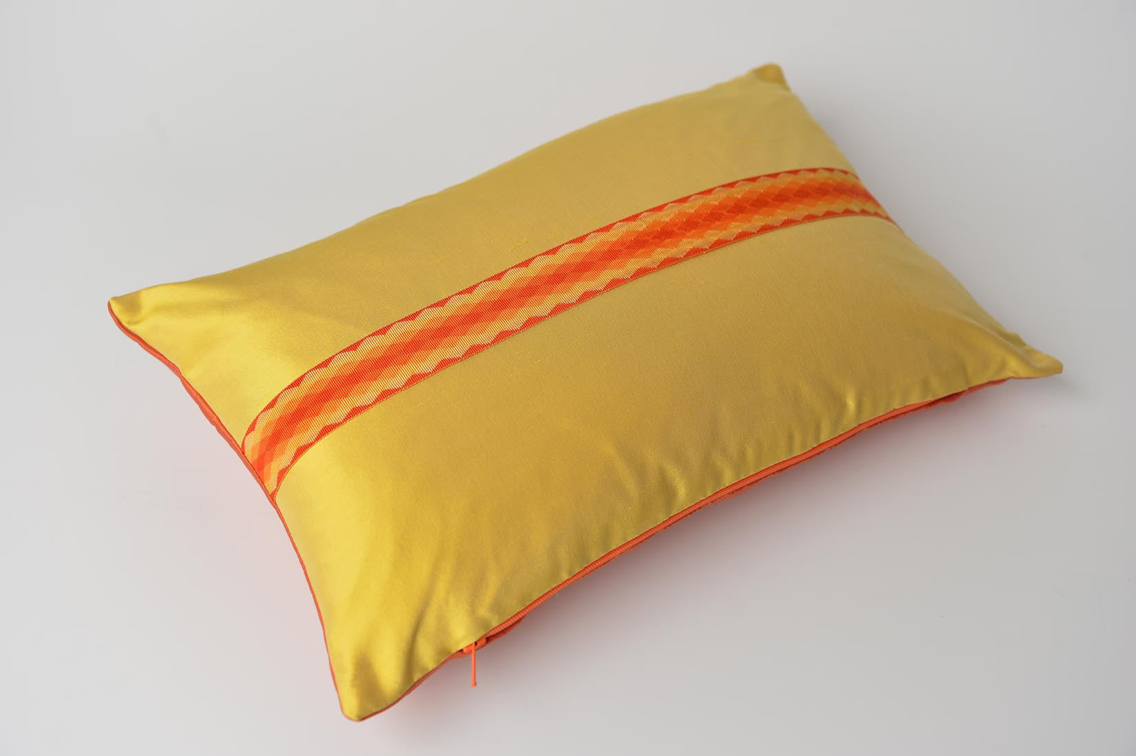 "Arlequin" Marigold yellow silk cushion - MyBilletDoux.com