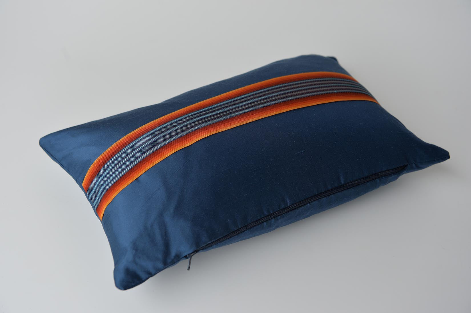 "Bandeau" Insignia blue silk cushion - MyBilletDoux.com