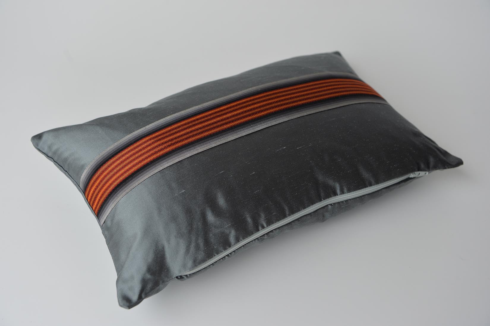 "Bandeau" Slate grey silk cushion - MyBilletDoux.com
