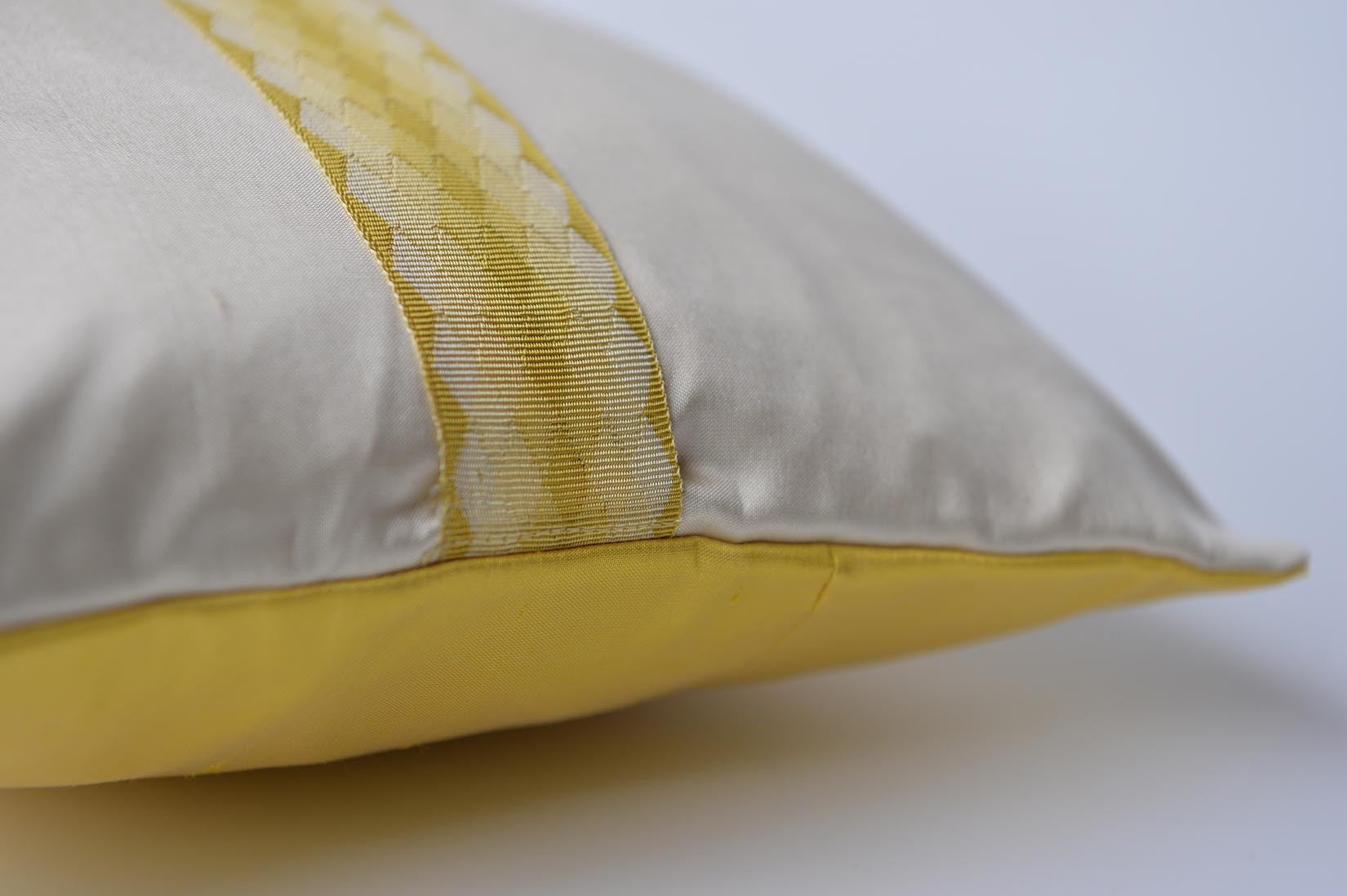 "Arlequin" Ivory silk cushion - MyBilletDoux.com
