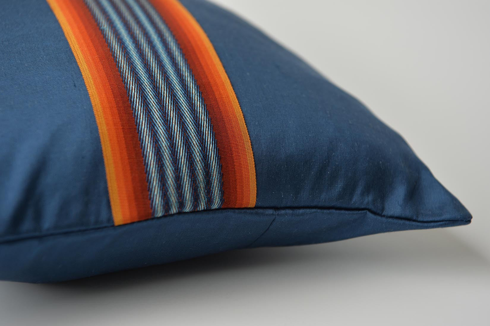 "Bandeau" Insignia blue silk cushion - MyBilletDoux.com