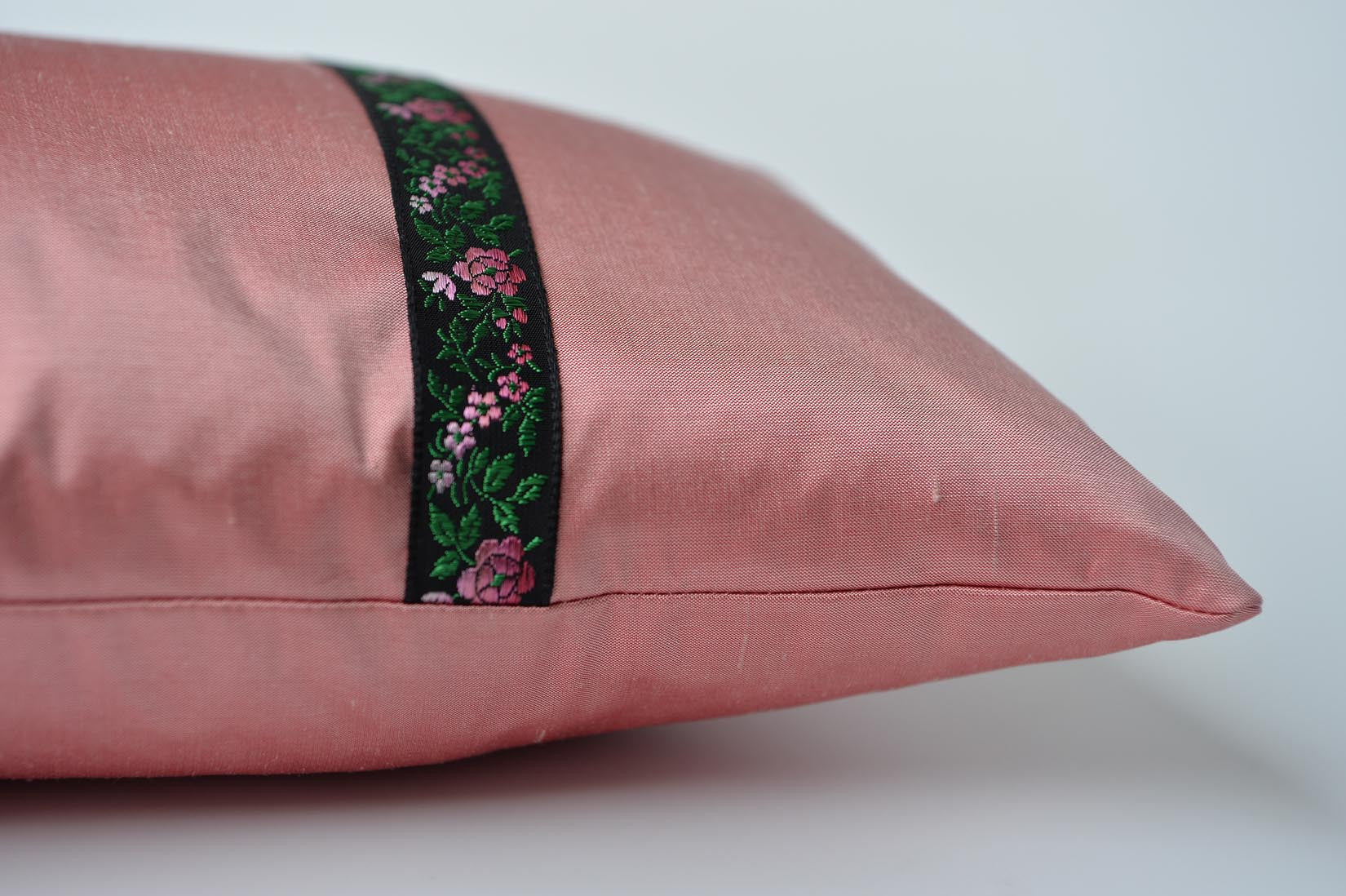"Rose" Blush pink silk cushion - MyBilletDoux.com