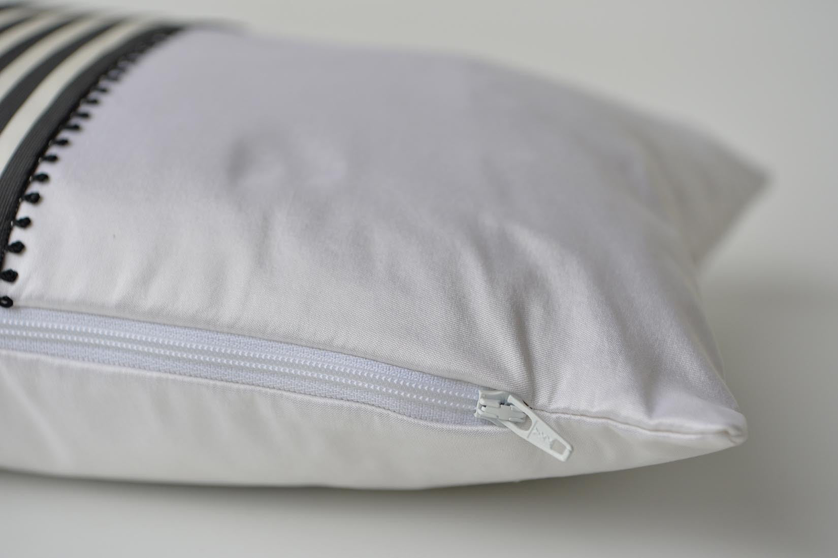 "Picot" White silk cushion - MyBilletDoux.com