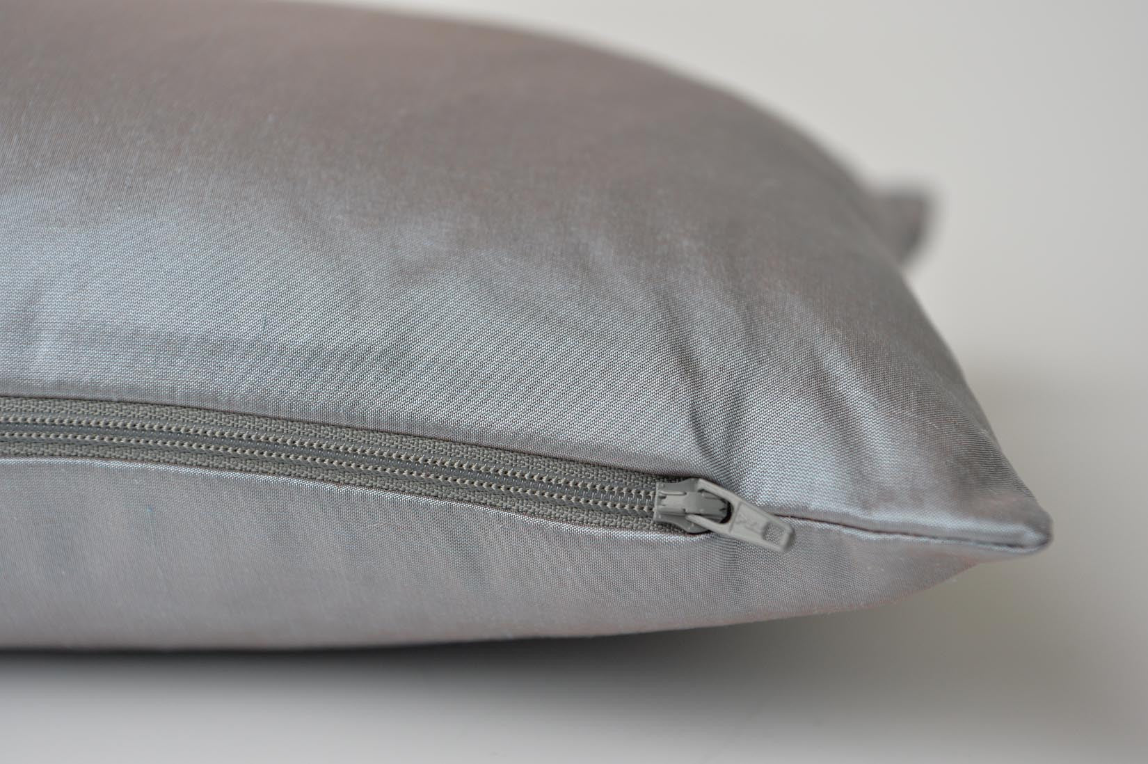 "Echelle" Lunar grey silk cushion - MyBilletDoux.com