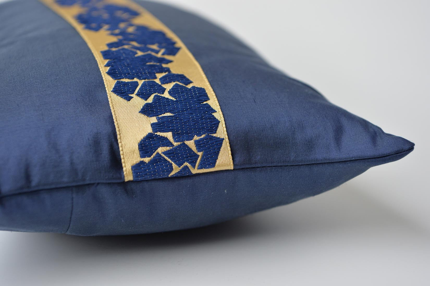 "Fragment" Wilhelm blue silk cushion - MyBilletDoux.com