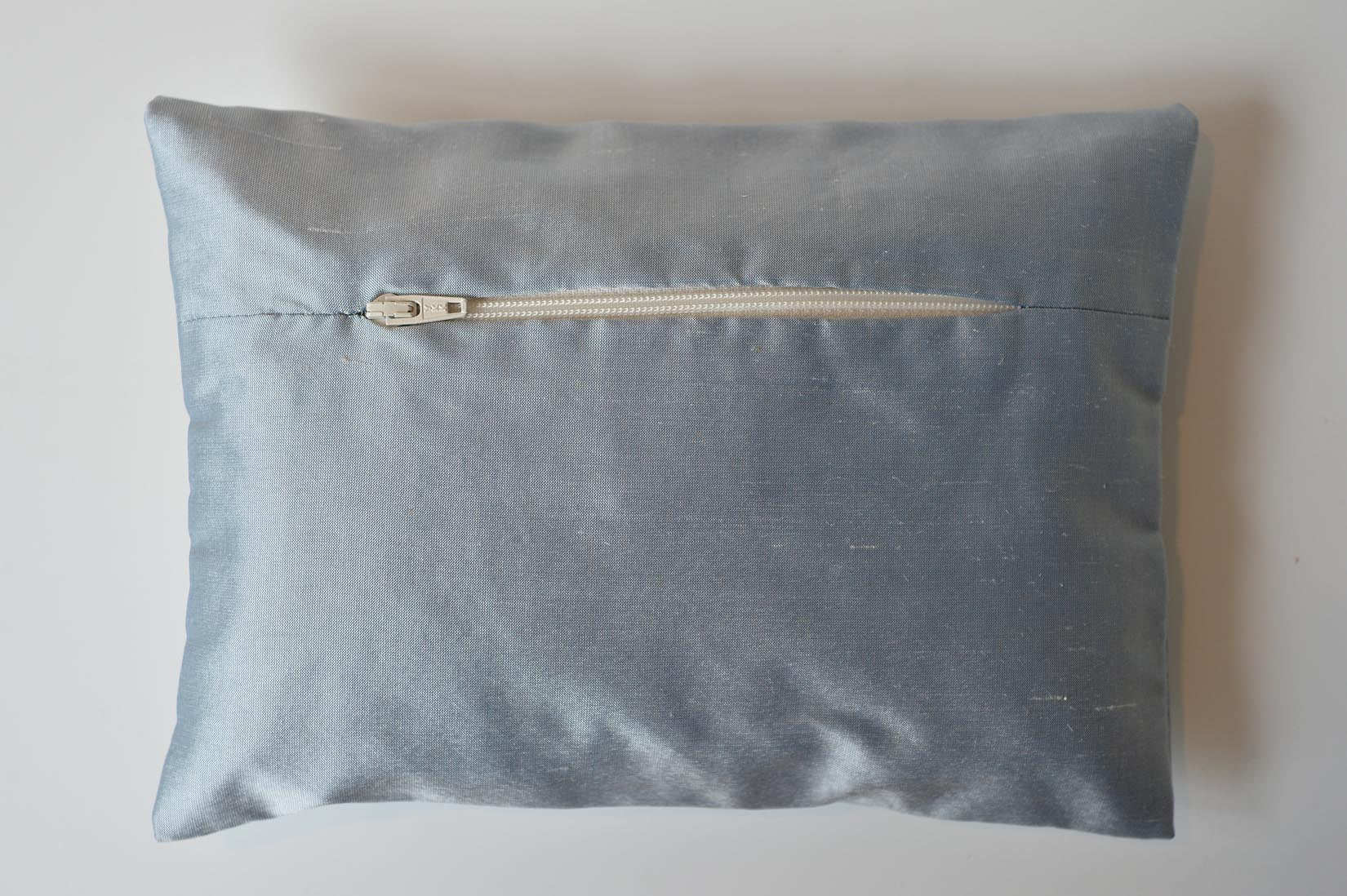 Brocade lunar grey silk envelope cushion - MyBilletDoux.com