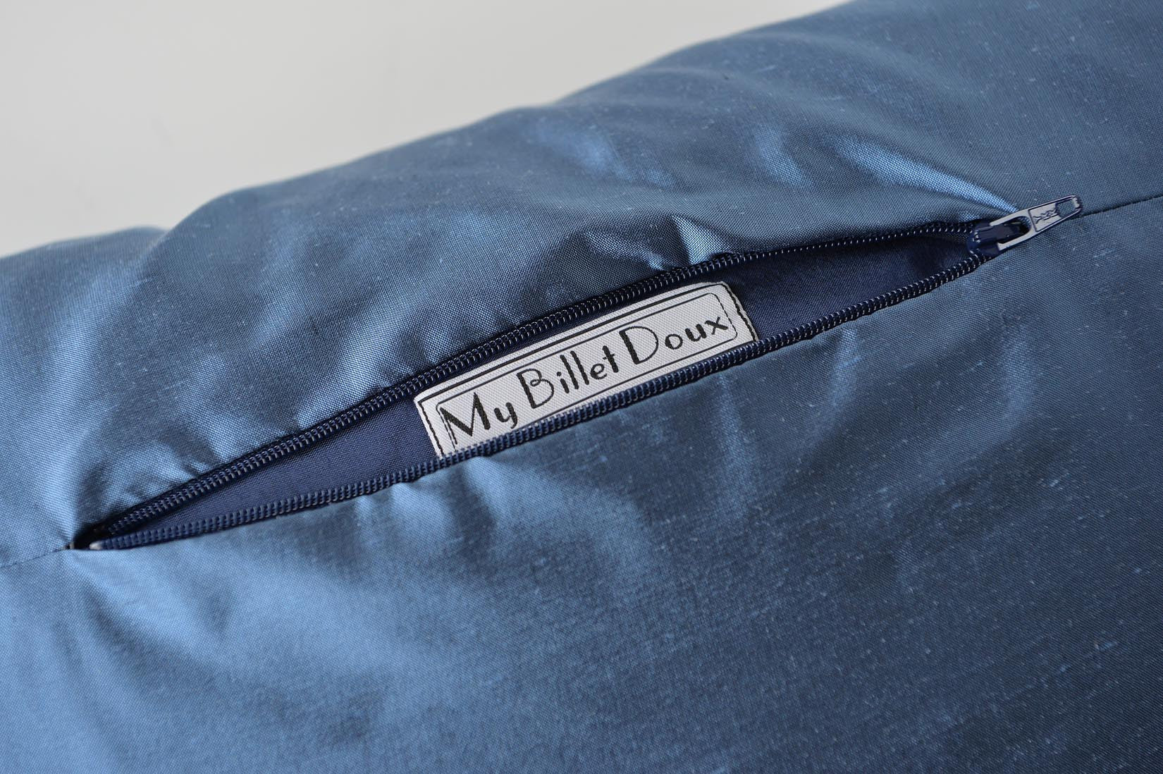 "Carreau" Rivera blue silk cushion - MyBilletDoux.com