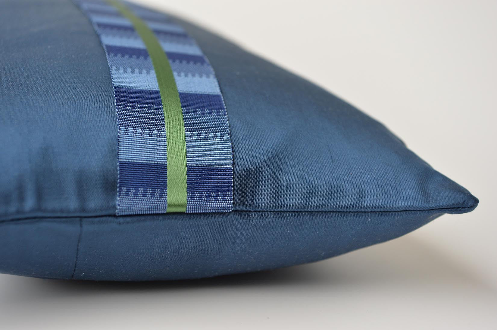 "Ligne" Insignia blue silk cushion - MyBilletDoux.com