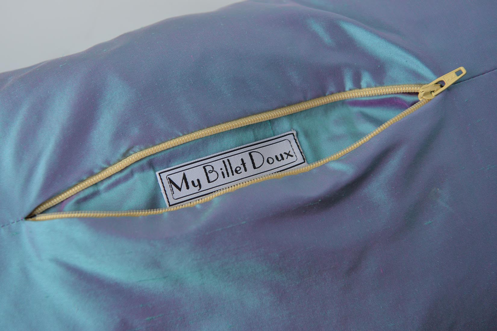 "Fragment" Oasis blue silk cushion - MyBilletDoux.com